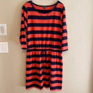 Lilla P Pima Rugby Jersey Scoop Neck Drop Waist Cotton Modal Stripe Dress M